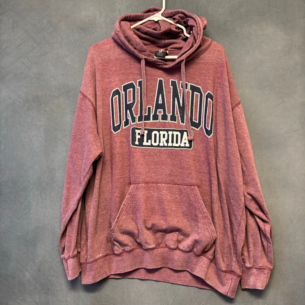 Orlando Florida Hoodie 2XL Vintage Look Isaac’s Designs Maroon Cozy Lightweight